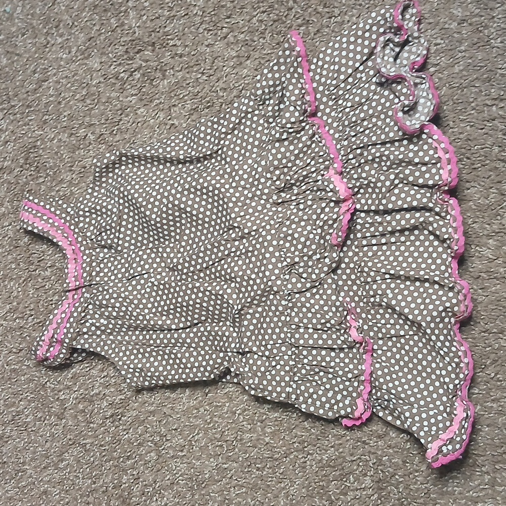 Genuine Kids From Oshkosh Brown Polka Dot Ruffle Dress Girls Size 2T - Picture 5 of 12